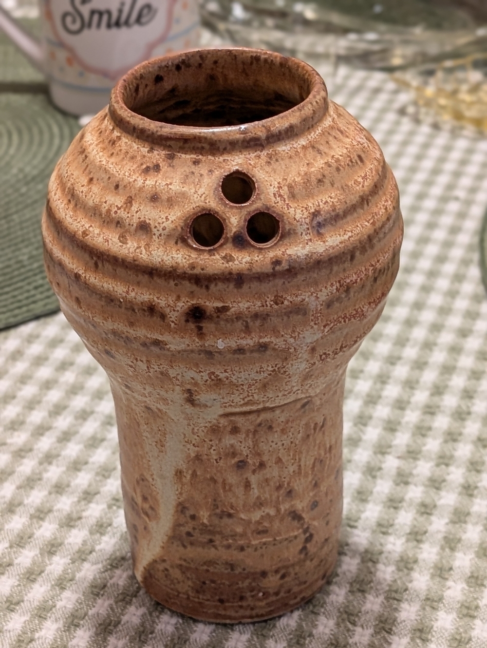 Handmade Midcentury Stoneware Flower Vase